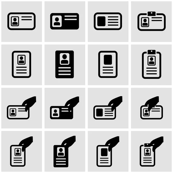 Vector black id card icon set — Stock Vector