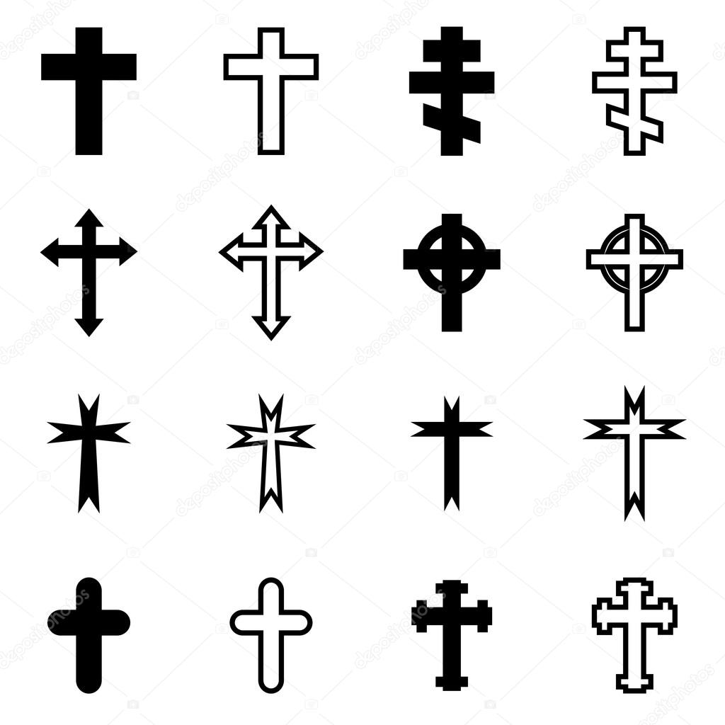 Vector black crosses icon set