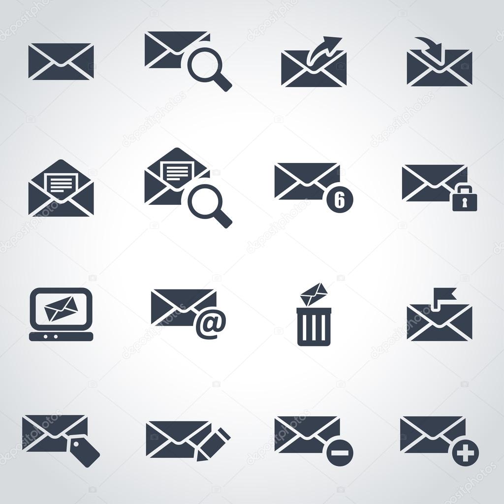 Vector black email icon set