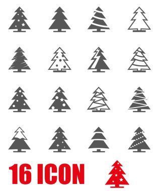 Vektör gri Noel ağacı Icon set