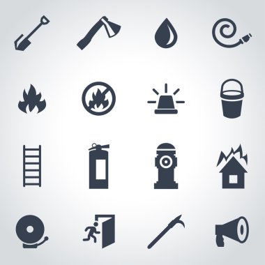 Vektör siyah itfaiyeci Icon set