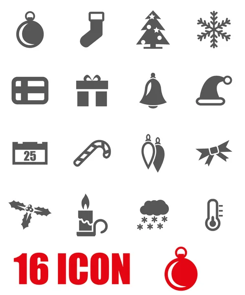 Vektör gri Noel Icon set — Stok Vektör