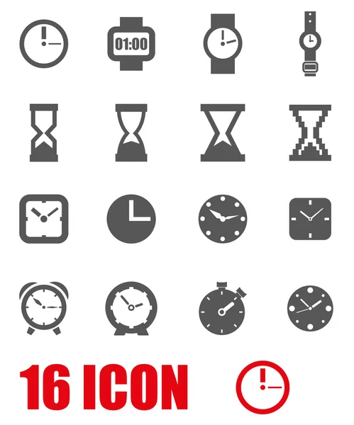 Conjunto de iconos de reloj gris vector — Archivo Imágenes Vectoriales