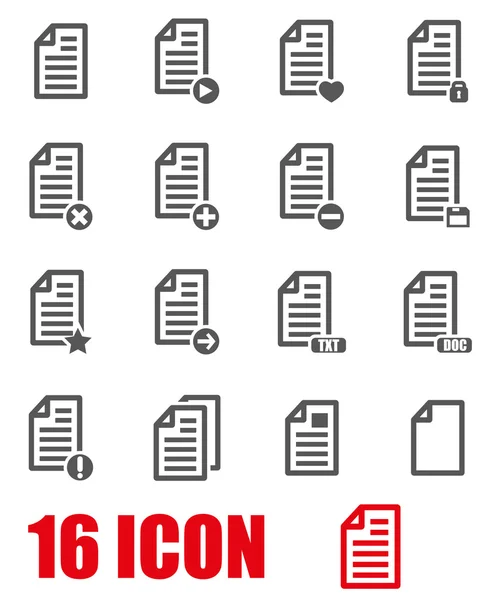 Vektör gri belgeleri Icon set — Stok Vektör
