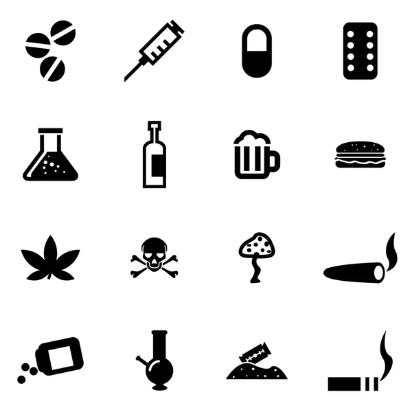 Vector black drugs  icon set — Stock Vector