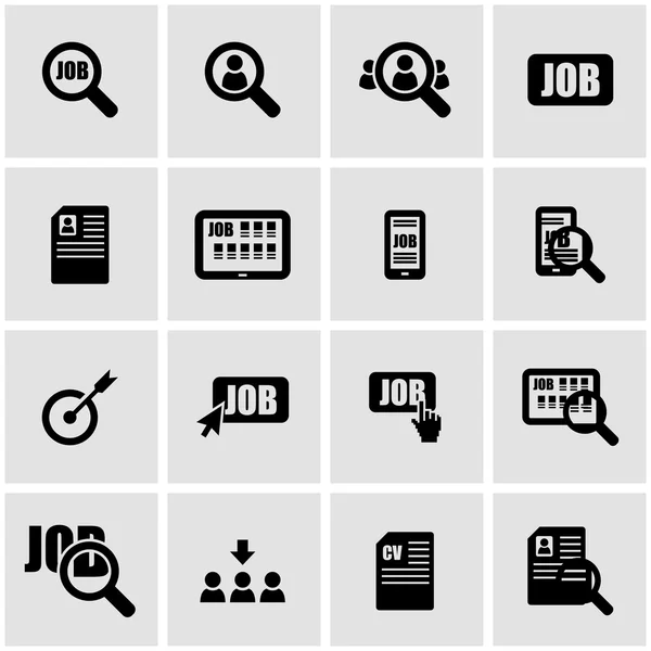 Vector black job search icon set — Stock Vector