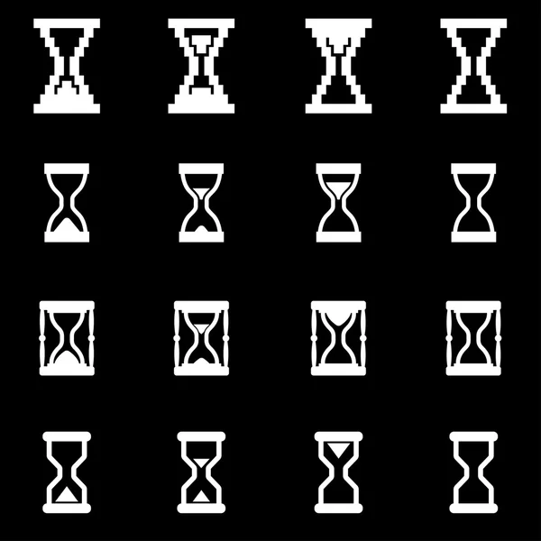 Ensemble d'icônes vectorielles en sablier blanc — Image vectorielle