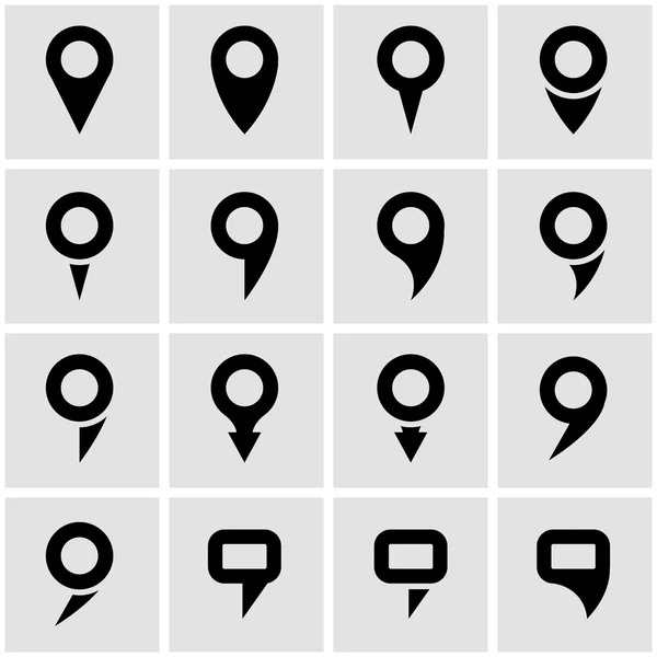Conjunto de iconos de puntero de mapa negro vector — Vector de stock