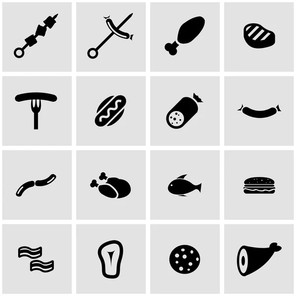 Vector black meat icon set — Stock Vector