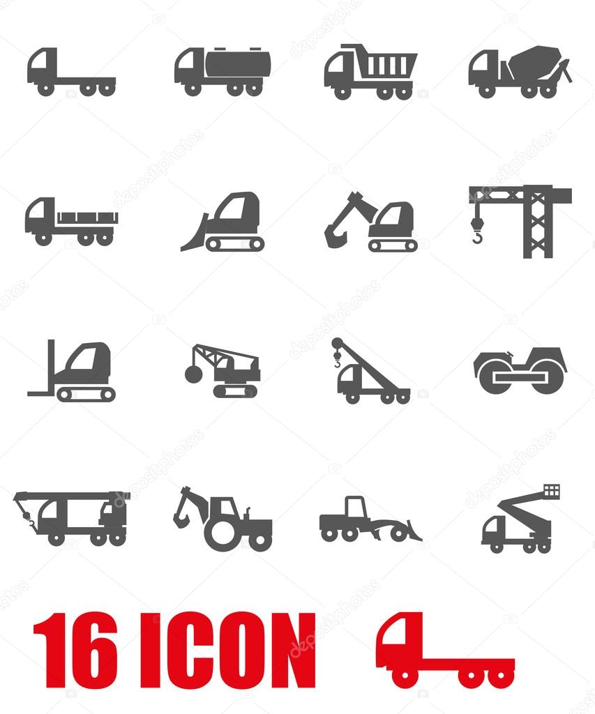 Vector grey construction transport icon set