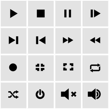 Vektör siyah media player Icon set