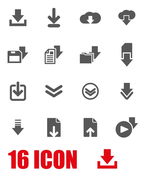 Vector gris icono de descarga conjunto — Vector de stock