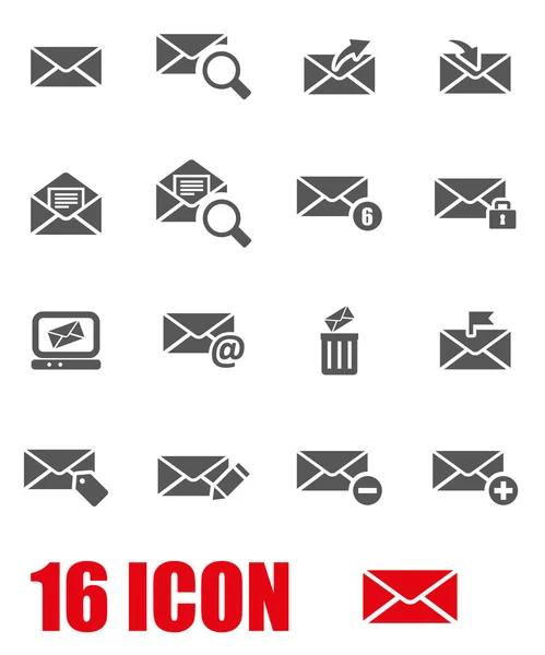 Ensemble d'icônes email gris vectoriel — Image vectorielle
