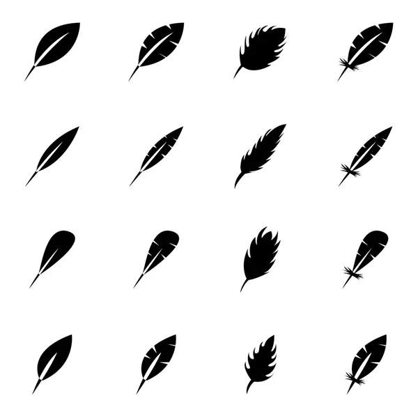 Conjunto de iconos de pluma negra vectorial — Vector de stock