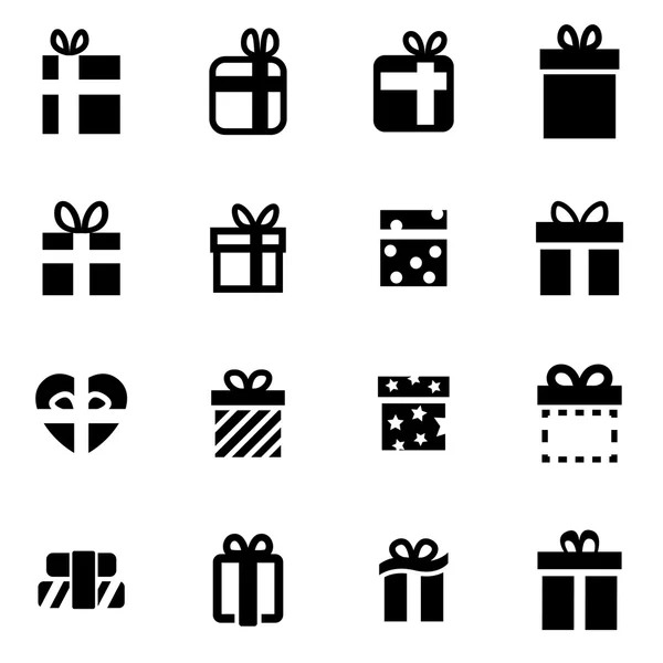 Vector negro icono de regalo conjunto — Vector de stock