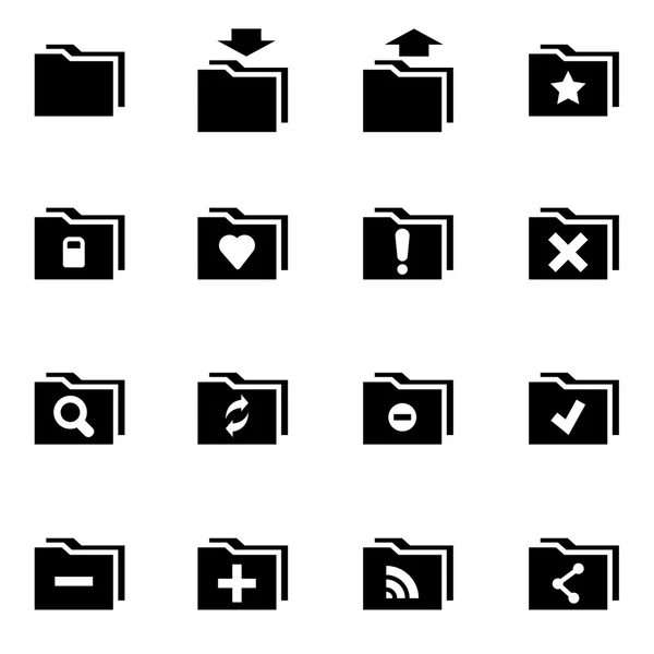 Vector black folder icon set — Stock Vector