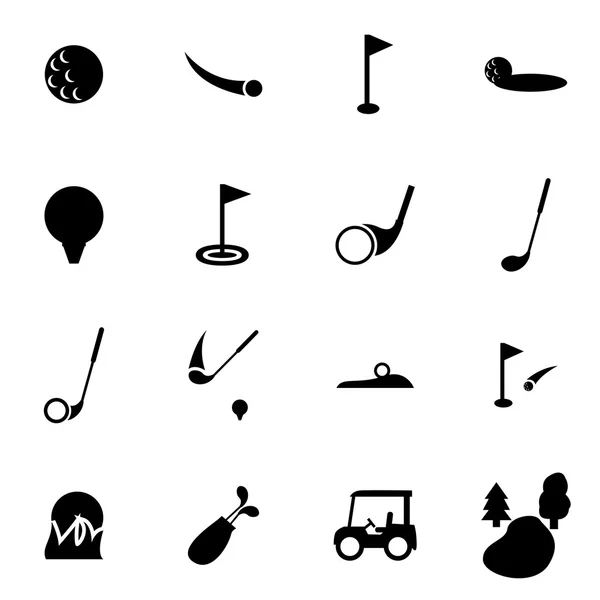 Vector black golf icon set — Stock Vector