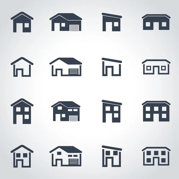 Vector conjunto de iconos de casa negra — Vector de stock