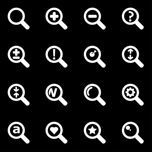 Vektor weiße Lupe Icon Set — Stockvektor