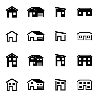 siyah vektör evi Icon set