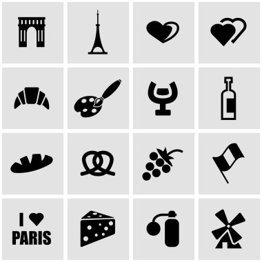 Vektör siyah paris Icon set