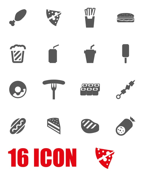 Vector grey fastfood icon set — Stock Vector