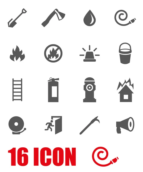 Vector grey firefighter icon set — Stock Vector