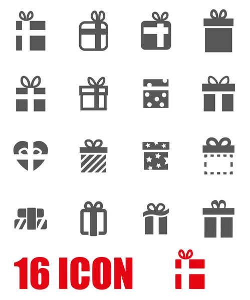 Vektor graues Geschenk Icon Set — Stockvektor