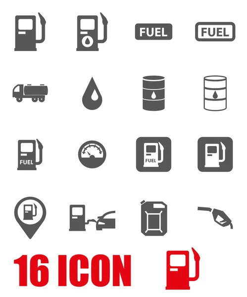 Vektör gri benzin istasyonu Icon set — Stok Vektör