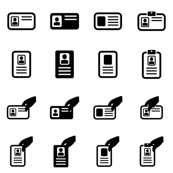 Conjunto de iconos de tarjeta de identificación negra vectorial — Vector de stock