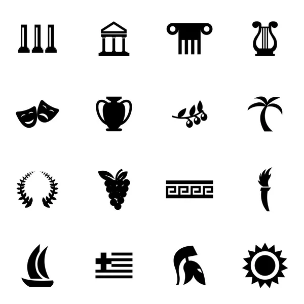 Vector black greece icon set — Stock Vector