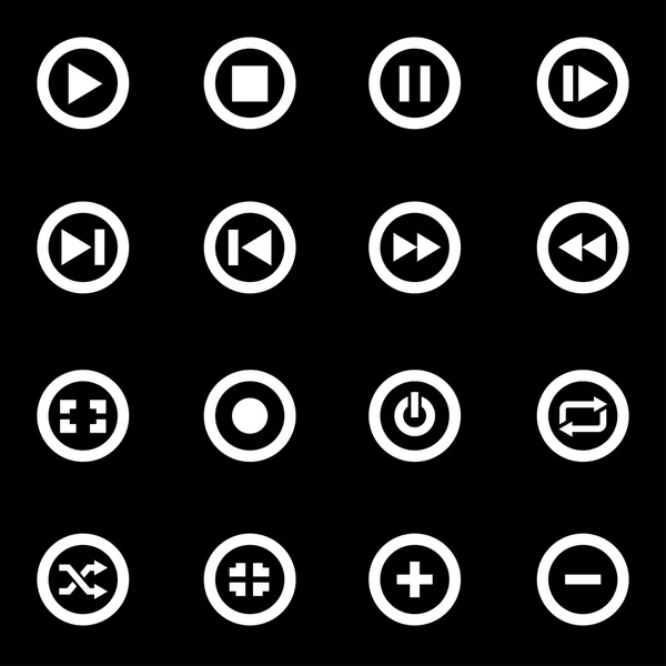 Conjunto de ícones de botões de mídia branca vetorial — Vetor de Stock