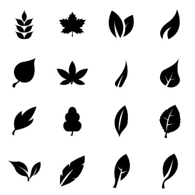 Siyah vektör yaprak Icon set
