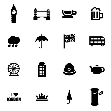 Vektör siyah Londra Icon set