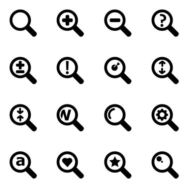 Vektör siyah Büyüteç Icon set