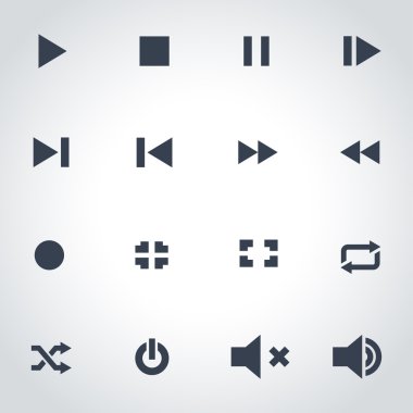 Vektör siyah media player Icon set