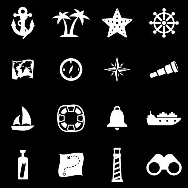 Vektör beyaz deniz Icon set