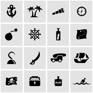 Vektör siyah korsan Grafik Icon set