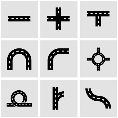 Vektör siyah yol öğeleri Icon set