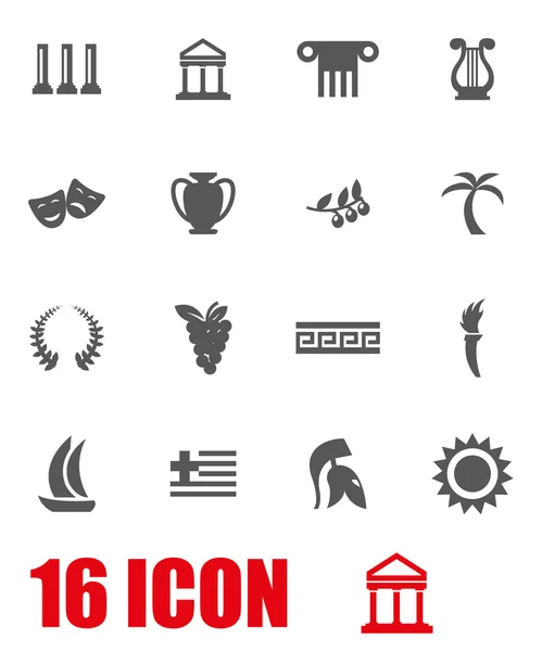 Vector grey greece icon set — Stock Vector