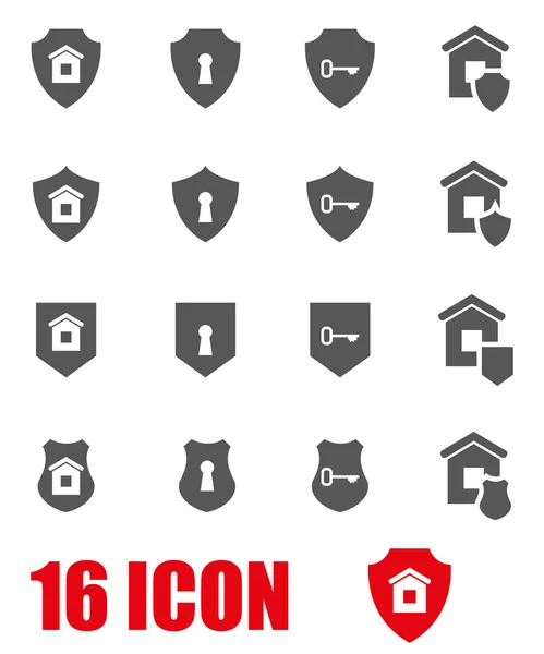 Vector grey home security icon set — Stock Vector
