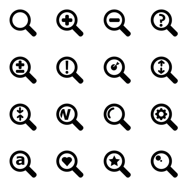 Vector black magnifying glass icon set — Stock Vector