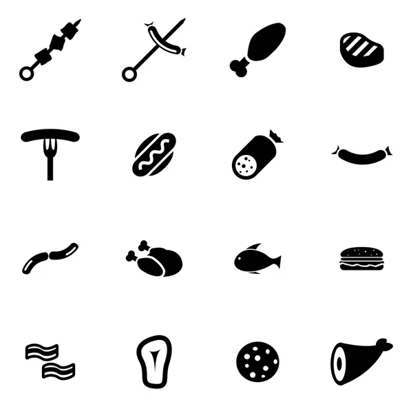 Vector black meat icon set — Stock Vector