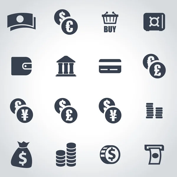 Vector black money icon set — Stock Vector