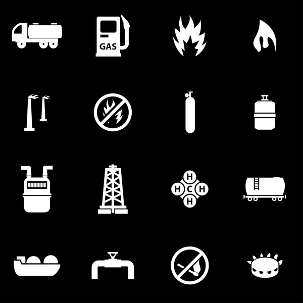 Set de iconos de gas natural blanco vectorial — Archivo Imágenes Vectoriales