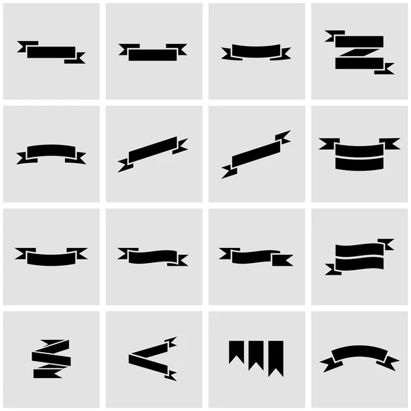 Vector black ribbon icon set — Stock Vector