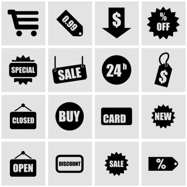Vektör siyah alışveriş Icon set