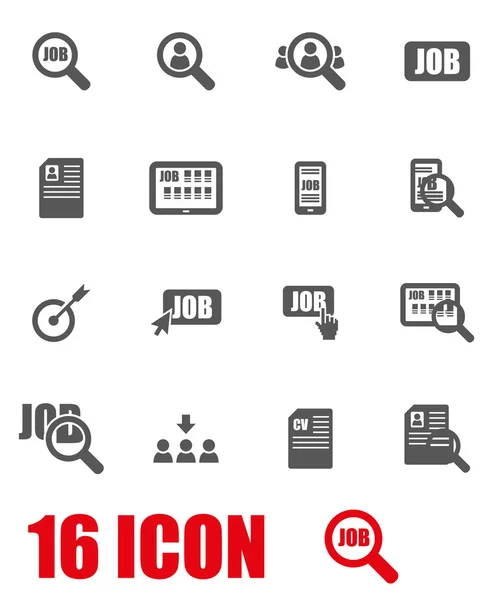 Conjunto de iconos de búsqueda de trabajo gris vectorial — Vector de stock