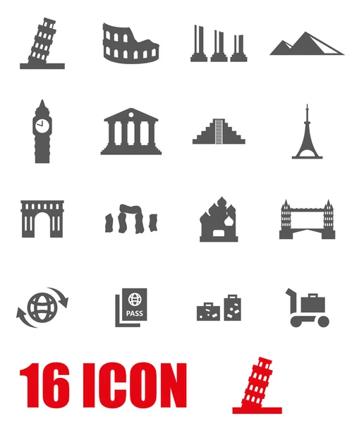 グレーのベクターのランドマーク アイコンを設定 — ストックベクタ