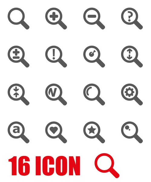 Vector grey magnifying glass icon set — Stock Vector